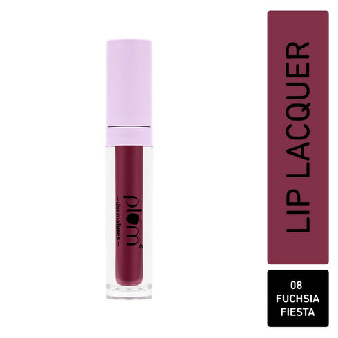 Plum Glassy Glaze Lip Lacquer 3in1 Lipstick + Lip Balm + Gloss 08 Fuchsia Fiesta